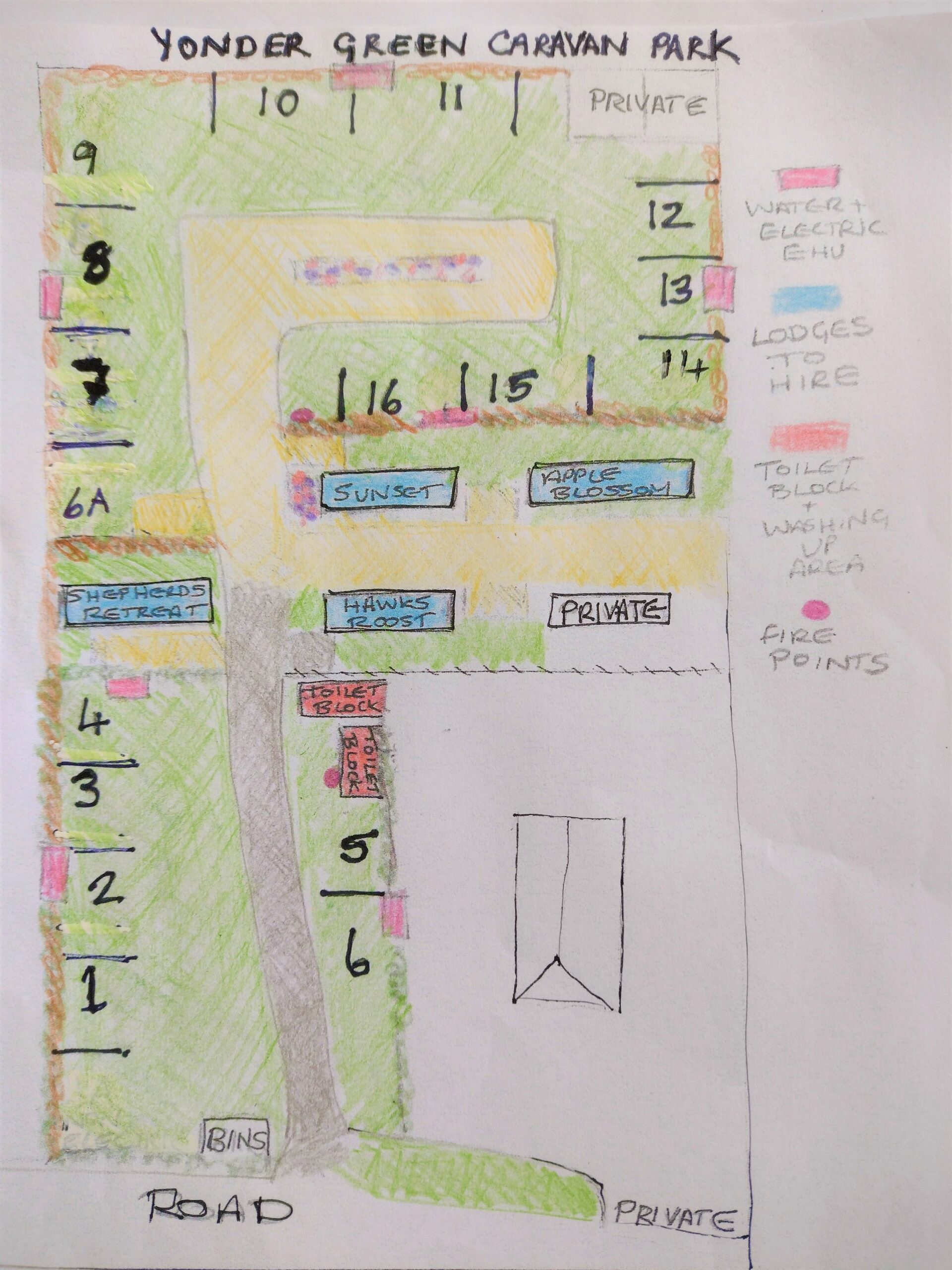 Site plan of Yonder Green Caravan Park